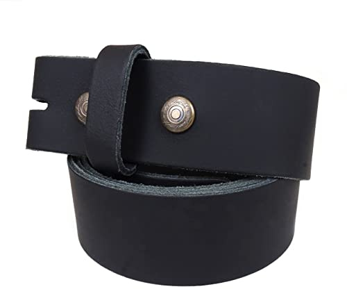 Westernwear-Shop Rindsledergürtel ohne Schnalle mit Druckknöpfe schwarz - Ledergürtel Westerngürtel Unisex für Damen oder Herren (schwarz, 110 cm)