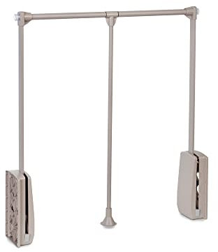 Emuca - Barra de armario abatible, perchero basculante, colgador abatible para armario, anchura regulable 450-600mm, acabado gris piedra