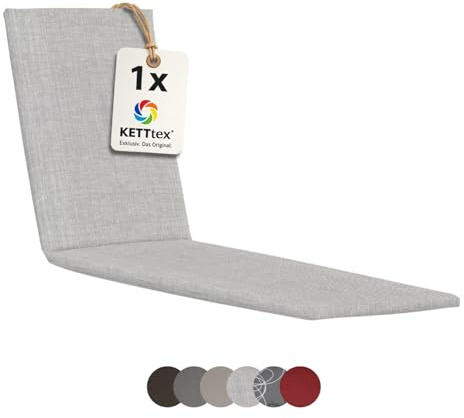 KETTtex EXKLUSIV Auflage Liege Silbergrau I Gartenliege Polster 200x60x4cm I KTH2 Liegenauflage weich & robust I Wetter- & formbeständige Liegestuhl-Auflage I pflegeleichtes Liegekissen I Dessin 8643