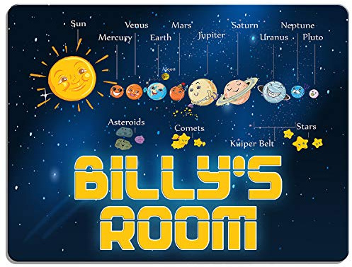 Personalised Boys Bedroom Door Sign Planets Children's Child Room Kids Plaque Name Space Solar System KD73