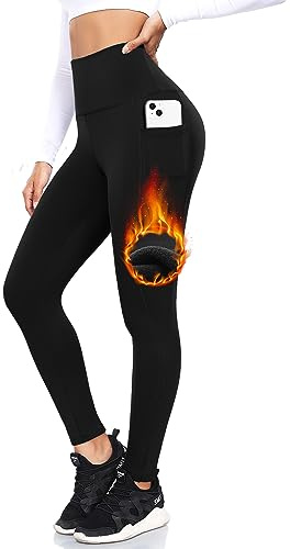 ACTINPUT Leggins Termicos Mujer Invierno, Cintura Alta Pantalones con Forro Polar con Bolsillos Mallas Deporte Mujer de Invierno