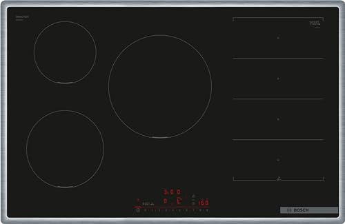 Bosch PXV845HC1E Serie 6 Smartes Induktionskochfeld (autark), 80 cm breit, Freie Platzwahl, 28 cm große Induktions-Kochzone, Umlaufender Rahmen, Kochfeldbasierte Haubensteuerung