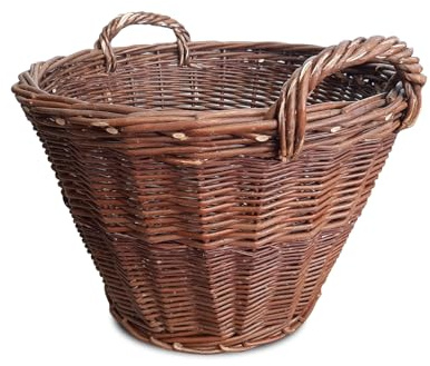 Naturale Cesto in Vimini Ø 50 cm Stabile & con Manici Cestino Multiuso Cesto in vimini per frutta, verdura, foglie, legno Ideale per il vostro giardino