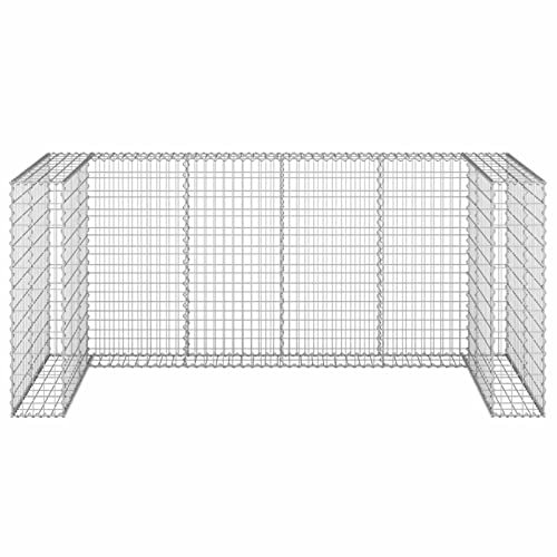 Tidyard Gabionenwand für Mülltonnen Gabione Gabionen Steinkorb Steingabionen Mülltonnenverkleidung Gabionen-Mülltonnenbox Verzinkter Stahl 254 x 100 x 110 cm (L x B x H) Silbern