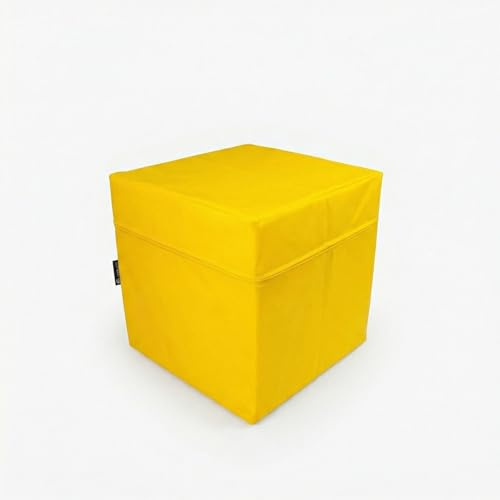 Jeflex - Cubo giallo 40 x 40 x 40 cm in ecopelle di alta qualità – Made in Germany/cubo fitness con cubo in schiuma all'interno per comfort di seduta e stabilità dimensionale/cuscino da ginnastica per