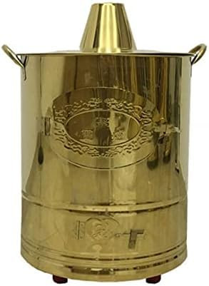 Metallfass Zum Verbrennen, Edelstahl-Verbrennungsofen Mit Kamin, Tragbarer Garten-Verbrennungsofen, Brennendes Fass Mit Feuerhaken, Golden,65cm*44cm,Bonny369