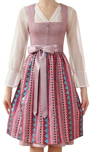 EIISSION Dirndl dam midi lång Dirndl-traditionell klänning traditionell kjol Dirndl-kompletta uppsättningar kostymmode dräkter dam med 3 delar Dirndl-förkläde Dirndl-blus Oktoberfest klänningar
