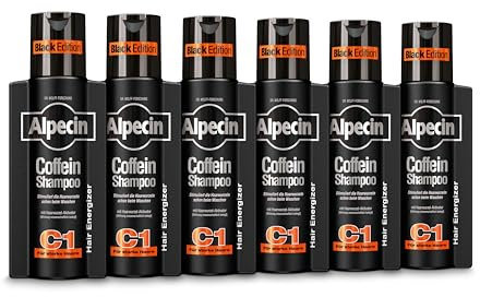 Alpecin Coffein-Shampoo C1 Black Edition - 6 x 250 ml - mit neuem Duft | Natürliches Haarwachstum für Männer | Energie für kräftiges Haar | Haarpflege für Männer - Made in Germany