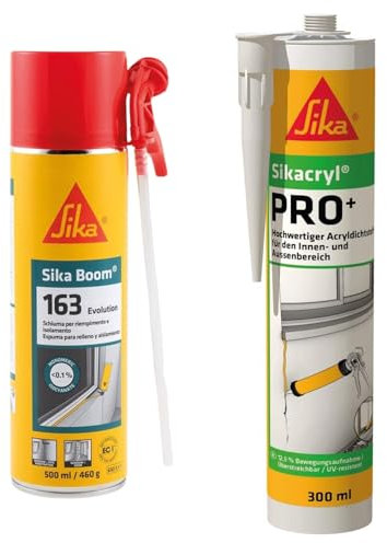 SIKA - PU-Schaum zum Füllen von Hohl- und Zwischenräumen - 300ml inkl. Adapter + Acryldichtstoff für Anwendungen im Innen- und Außenbereich – Weiß – 300 ml