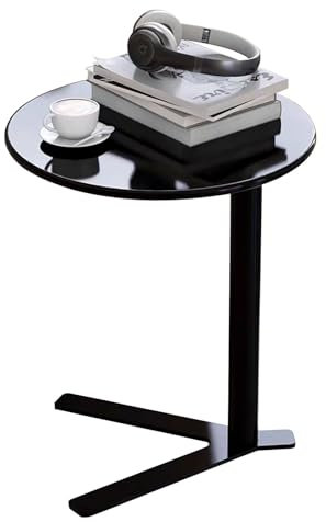 Drsyffsup Runder C-förmiger Beistelltisch, Sofa-Seiten-Snacktische, moderner Nachttisch, Metall-Cocktail-Bistrotisch, Frühstücks-Esstisch, Freizeit-Couchtisch für den Balkon (Size : 50x50x60cm)