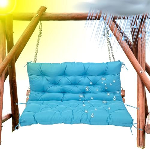 NNSMUN Gartenbank Auflagen, Sitzkissen für Hollywoodschaukel, Komfortable Gartenschaukel Auflage, Sitzbank mit Rückenlehne, Polster für Lounge (Blau,100x100x10CM)