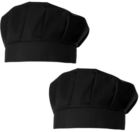 ZAMXHUG 2pcs Kochmützen - Kochmütze für Küche Kochen, Chef Hut Verstellbar Catering Service Haarnetz Küche Wiederverwendbare Mesh Dining Beanie Kochhaube Damen Herren(Schwarz)