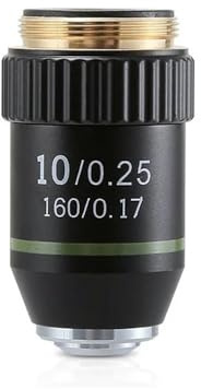 Kit de accesorios para microscopios 195 objetivo acromático 10X lente objetivo de microscopio RMS 20,2mm piezas de objetivo óptico Portaobjetos de microscopio