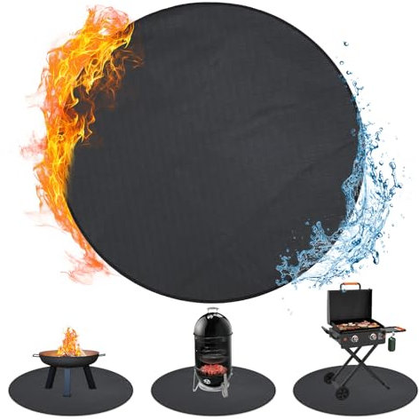 Feuerschalenmatte, 91,4 cm, Feuerschalenmatte für Soloofen, Lagerfeuer, rund, feuerfest, öldicht, unter Grillmatten für Grill, Outdoor, Grill, tragbare Campingherdmatte für Soloherd Zubehör