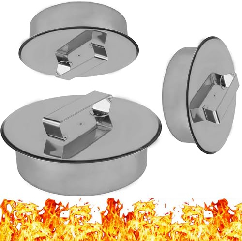 Tappo per Camino in Acciaio Inossidabile INOX - Coperchio per Foro per Comignolo - Copertura del Canna Fumaria - Coperchio Rotondo per Tubi da Forno - Tappo Cieco per Tubi – Diametro 120 mm - Ø 120 mm
