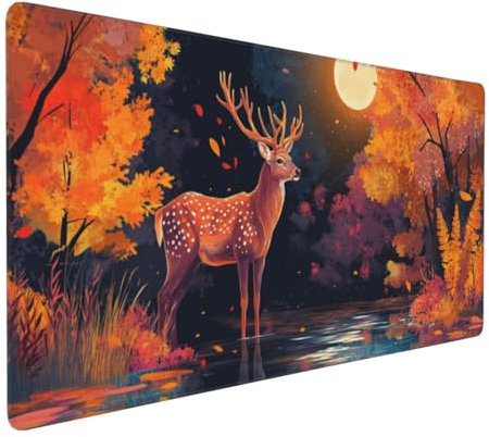 Large Mouse Pad 1200x600x4mm Moon Gaming Mouse Mat Deer XL Mousepad Anti-Fray Stitched Edges with Non-Slip Rubber Base,Ergonomic Mouse Pad Extended Desk Mat,for Home Office Accessories PC,Laptop