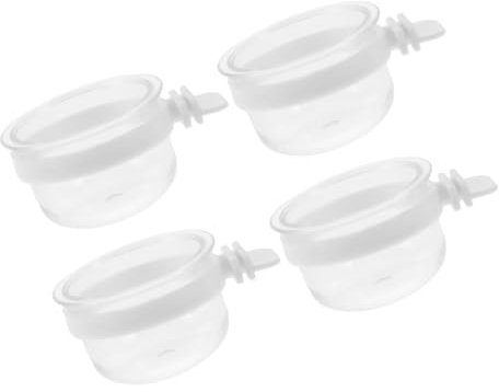 CIYODO 4 Stück Papageienfutterspender aus PVC mit Großer Kapazität und Stabilem Design Transparente Vogelfutterschalen zum Aufhängen im Käfig für Papageien und Vögel