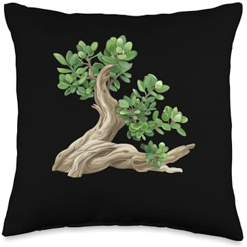 Jade Plant With Driftwood Throw Pillow