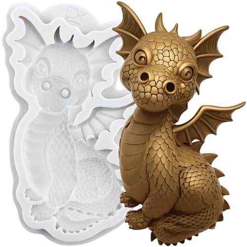 MINFEIDMS Molde de Fondant de Dragón Volador de Silicona para Decoración de Pasteles Decoraciones de Magdalenas Chocolate Caramelos Azúcar Pasta de Flores de Polímero