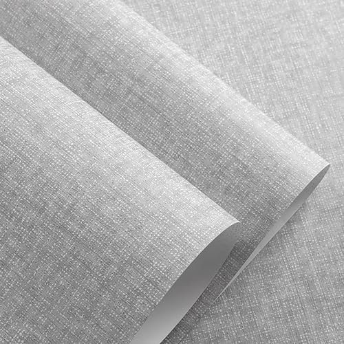 Lifemaison 3D Faux Linen Wallpaper,Decorative Minimalist Gray Wall Paper Textured Contact Paper,Non-Woven Waterproof Furniture DIY Wall Paper,for Living Room,Bedroom,Fireplace,Kitchen,53x950M