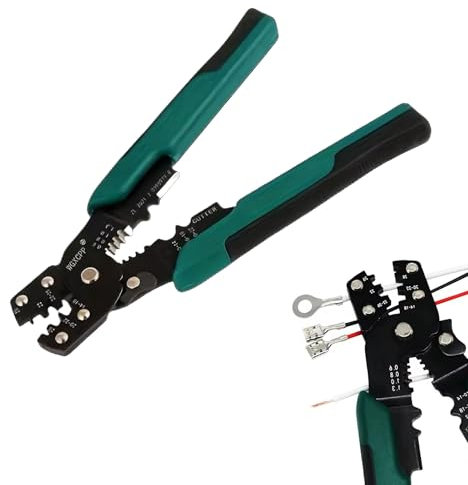Pinza Crimpatrice,Attrezzo Crimpare,Pinza a Crimpare,Strumento Crimpatura Capicorda,Pinze Crimpatrici per Connettori Elettrici,Per stripping a filo,Crimpatura a filo,Manutenzione dell'elettricista