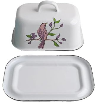 Lizhuzhuzs28 Mantequillera Mantequera con Tapa Bandeja for Dim Sum Caja for Mantequilla Caja for Guardar Queso Mantequera esmaltada, Adecuada for hoteles y restaurantes Mantequera