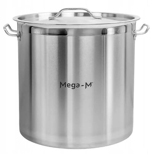 Mega-M Kochtopf GROSSE Induktion aus Edelstahl AISI 443 mit DECKEL PRO Küche Keramik, Elektro, Gas, Induktion, nichtheizen Griffe, Deckel im Set (36L)