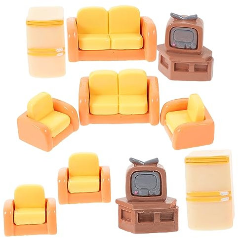 Yardwe Miniatur Möbel Für Puppenhaus Tiny Double Sofa Mini Fernseher Kühlschrank Zubehörset Dekoration Für Mikro-szenen Kunstharz Material Exquisit Details