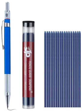 MROOFUL Juego de portaminas de 2 mm, 36 recambios de minas coloridas, lápiz de 2 mm, 2B, para escritura artística, bocetos, dibujo (juego azul)