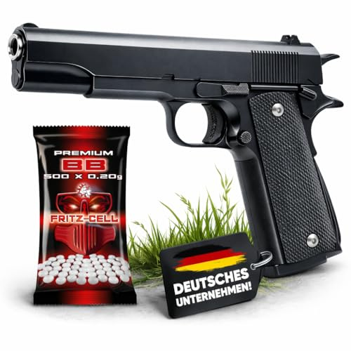 Fritz-Cell Set Softair FC13 Federdruck Airsoft Pistole Waffe 0,5 Joule 6 mm inkl. 500 Premium BB's 0,20g Munition