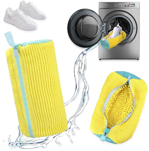 HaploS 2PCS Sacchetto Scarpe Lavatrice Efficiente, Pulizia Completa a 360° per Sneakers E Scarpe Sportive, Microfibra Pulizia Completa a 360° Sacca Lavascarpe con Zip di Bloccaggio