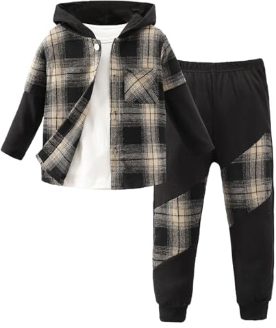 Generisch Survêtement pour enfant - Survêtement de sport pour garçon - Manches longues - Imprimé - Hauts - Pantalons - 2 pièces - Tenue d'hiver - Ensemble de vêtements de sport - Survêtement d'été