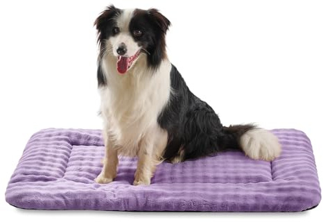 Yaning Dog Bed Mat Crate Pad for Large Dogs, Washable Soft Pet Sleeping Mat Kennel Pad with 3D Bubble Pattern, Dusty Purple, 36x 23