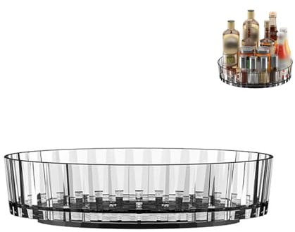 Hinapan Plato giratorio, organizador de placa giratoria de 360°, plato giratorio para frigorífico, 21 cm, estante giratorio transparente, organizador de cocina, para aperitivos, frutas, cosméticos