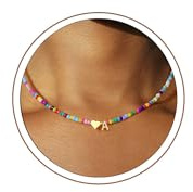 Turandoss Herz Kette mit Buchstaben - Boho Perlen Buchstaben Kette Herz Personalisierte Geschenk für Frauen Muttertag Teenager Mädchen Schmuck