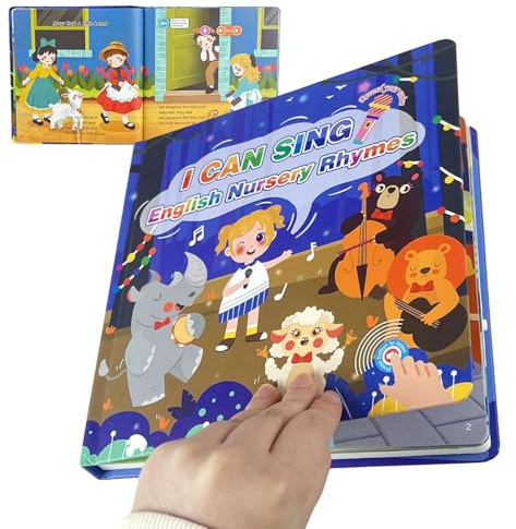 Gazocua Libros de sonido para niños, libros de sonido de palabras en inglés con 15 canciones - juguete educativo para el desarrollo del lenguaje Estimulación sensorial para el hogar, guardería, clase