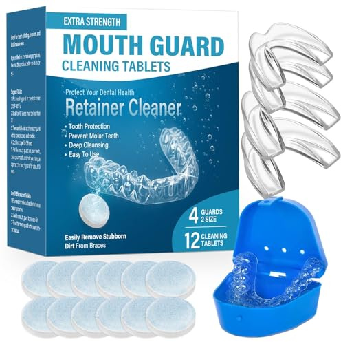 Knirscherschiene für Nacht 4 Pack, Zahnschiene Knirschen, Mundschutz für die Reinigung von Zähnen in der Nacht, Wiederverwendbare Nachtwächter