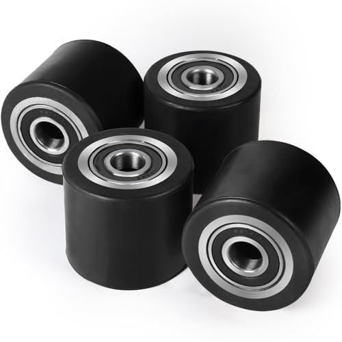 SWAWIS 4 Stück Hubwagen Rollen Gummirollen mit Kugellager 80x70 mm Achse 20 mm Rollen Stoßdämpfend verschleißfest für Hubwagen Palettenhubwagen Ersatzrollen Tragfähigkeit 600kg