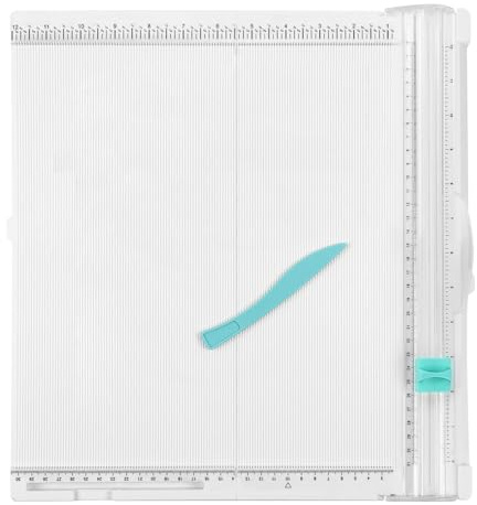 Calenxy Papierschneider mit Falzbrett 35x36cm, 2-in-1 Papiertrimmer mit Faltfunktion, Präzisions-Messer, 8-10 Blatt A4 schneiden, für Scrapbooking Karten Fotoalben Umschläge
