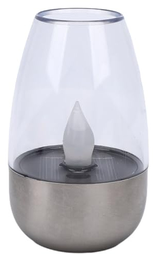 Vikye Candela Solare da Esterno Senza con Effetto Tremolante per Cimitero e Giardino - Impermeabile IP44 - Design in Acciaio Inossidabile