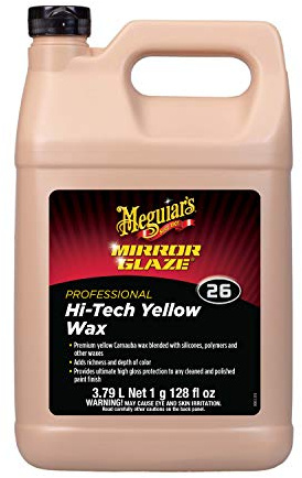 Meguiar’s Professional Hi-Tech Yellow Wax M2601, Versatile Liquid Car Wax Offers Durable Paint Protection, Rich Color, and Shine, Clear Coat Safe Formula Can Be Applied by Hand or DA Polisher, 1 Gal