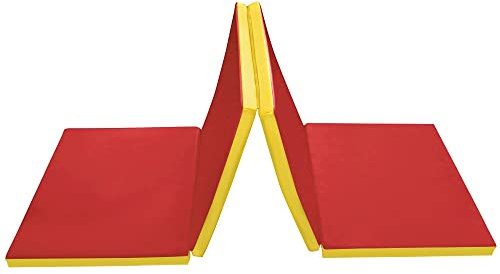 Grevinga®-FUN Klappbare Turn- und Spielmatte KLIPP-KLAPP (RG 35) | Gymnastikmatte | Kinder (200 x 100 x 6 cm, Rot-Gelb)