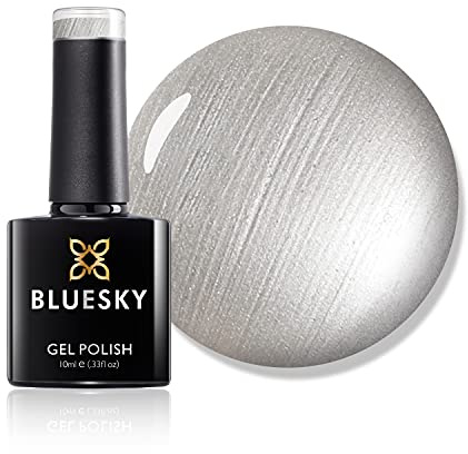Bluesky Gel Nail Polish, Silver Chrome 80532, Glitter, Grey, Light, Silver, Long Lasting, Chip Resistant, 10 ml (Requires Drying Under UV LED Lamp)