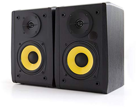 Edifier R1010BT Altoparlanti attivi da scaffale 2.0, Bluetooth v5.1, 24W RMS, 4″ Mid-Bass & 0.5″ Tweeter, doppi ingressi RCA e AUX, manopole tono e volume, coppia (nero)