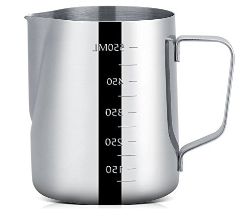Fdit Tazzine da Caffè Latte Frying Cup Pitcher Tazze da Caffè Espresso in Acciaio Inox in acciaio inossidabile Brocca per il latte con Misura 600ml