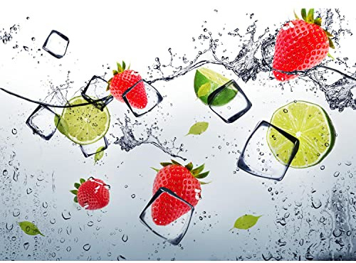 Runa Art Fototapete Küche Obst Modern Vlies Wohnzimmer Schlafzimmer - Made in Germany - 308 x 220 cm Grau Grün Rot 9254010a