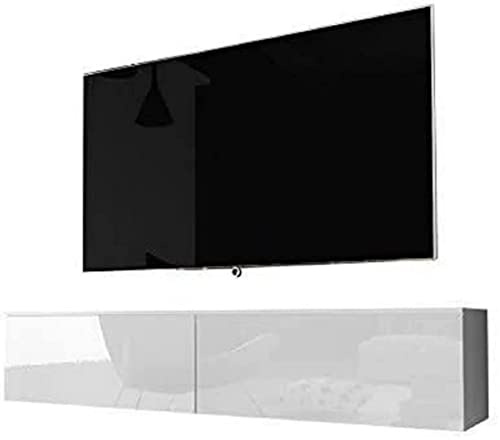 Selsey TV Schrank Board Sideboard Fernsehtisch Fernsehschrank 140 cm Hängend Oder Stehend Weiß Matt Weiß Glanz Kane