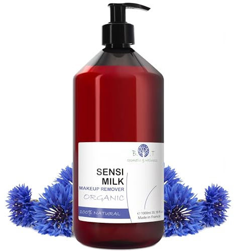 SensiMilk- Leche Micelar Natural con Ceramidas, Limpieza Profunda y Suave, Desmaquillante 3en1, Maquillaje Resistente, Limpia, Purifica, Hidrata, Piel Sensible 1000 ml