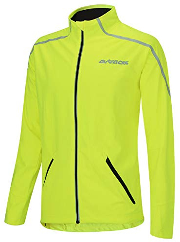 Airtracks Herren Thermo Fahrradjacke AIR TECH - Laufjacke - Warm - Wasserabweisend - Winddicht - Atmungsaktiv - Reflektierend