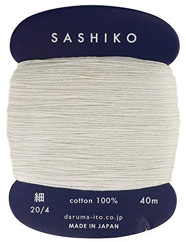 Sashiko tråd bomull 202 elfenben tunn 20/4 40 m kort japanskt broderi Daruma Yokota tillverkad i Japan